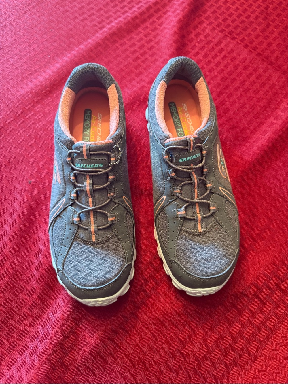 Skechers Women's Gray and Coral Athletic Sneakers
